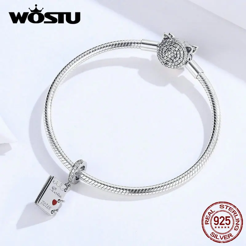 WOSTU Love Story, записная книжка, Висячие Подвески,, бусины из стерлингового серебра 925, подходит для оригинального браслета, подвеска для влюбленных, изготовление ювелирных изделий CQC1262