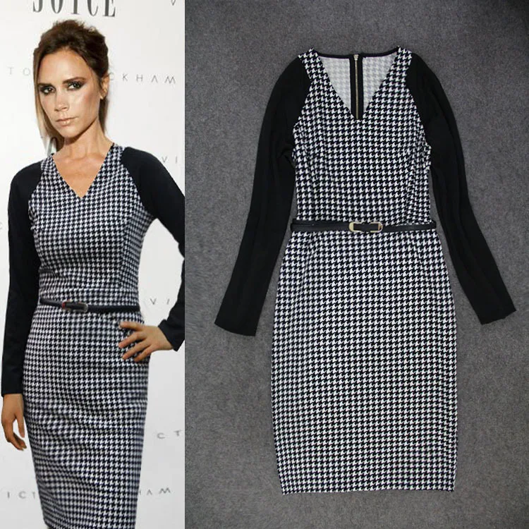Summer and Autumn Chiffon Casual Dress High Waist Plaid Sexy Club new arrivals 2015 women dresses plus size cloth | Женская одежда