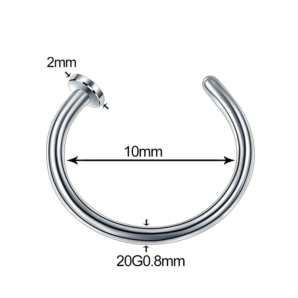 20G 0.8x10x2mm 1 шт./лот 20 г стальное кольцо в носу кольцо для пирсинга Nariz розовое золото поддельные перегородки кольцо 18 г пирсинг Oreille серьги на Козелок поддельные Percings - Окраска металла: 20G 0.8x10x2mm