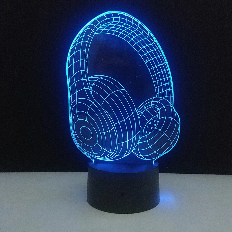 3D гарнитура Ночной светильник светодиодный DJ наушники студийный музыкальный монитор светильник в виде наушников домашний Спальня украшение сенсорный спальный ночной Светильник