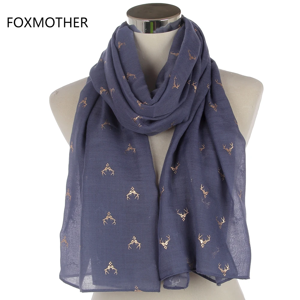 FOXMOTHER Новый брендовый розовый темно синий шарф из фольги с золотым блеском лося