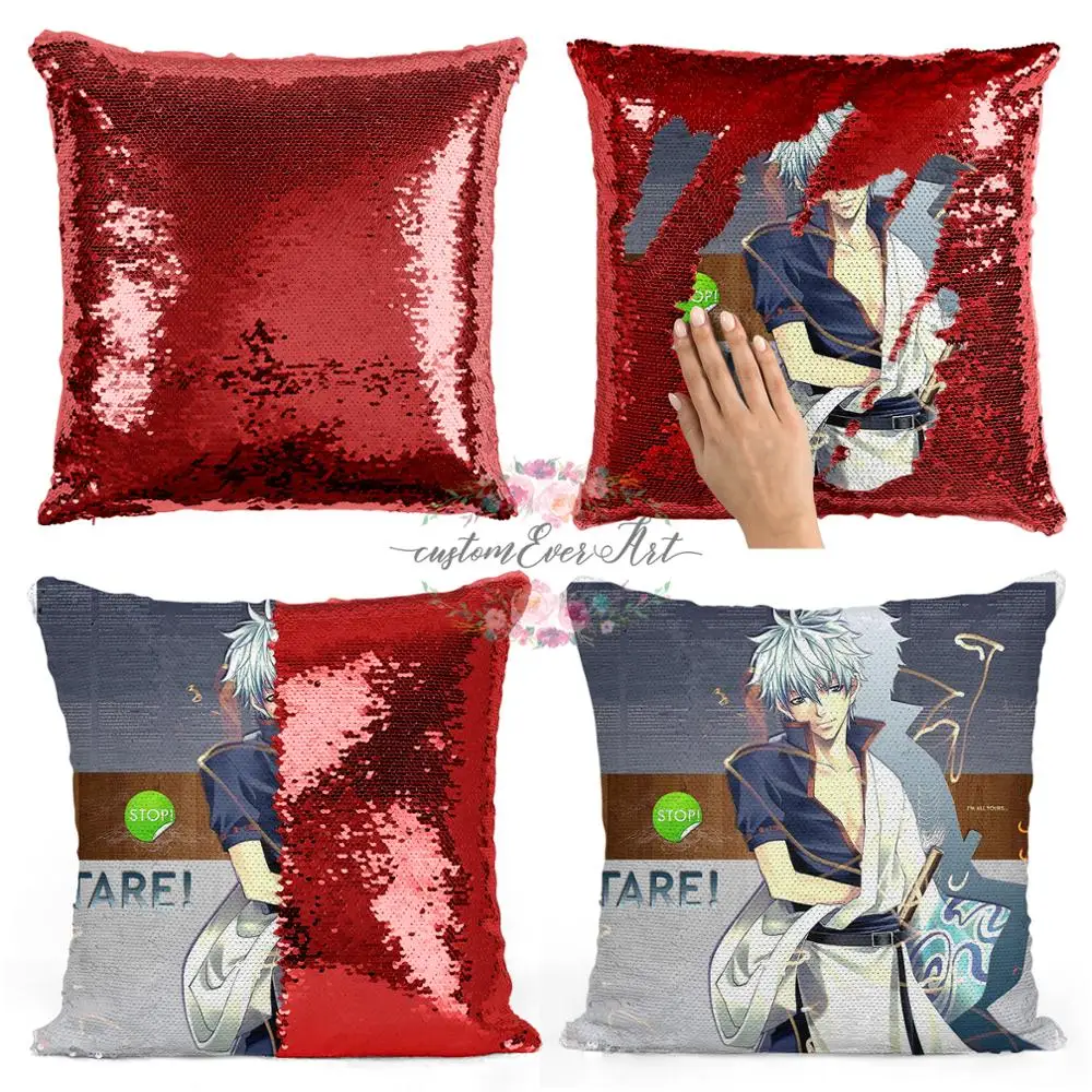 Наволочка Gintoki Sakata 40*40 декоративная Двусторонняя Подушка с блестками|Наволочки| |