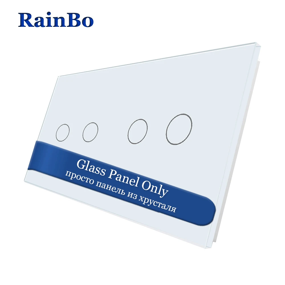 Rainbo Роскошный Crystal White Стекло Панель 2 кадра 2 Gang+ 2 gang переключатель Панель ЕС Стандартный для DIY интимные аксессуары a2922w/B1