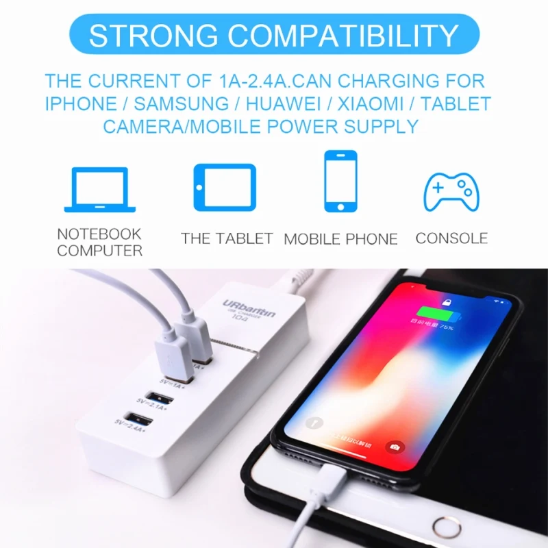 Musubo 4 USB мобильный телефон зарядные устройства для iPhone Xs Max XR X 6s Plus 7 8 5 US UK EU AU