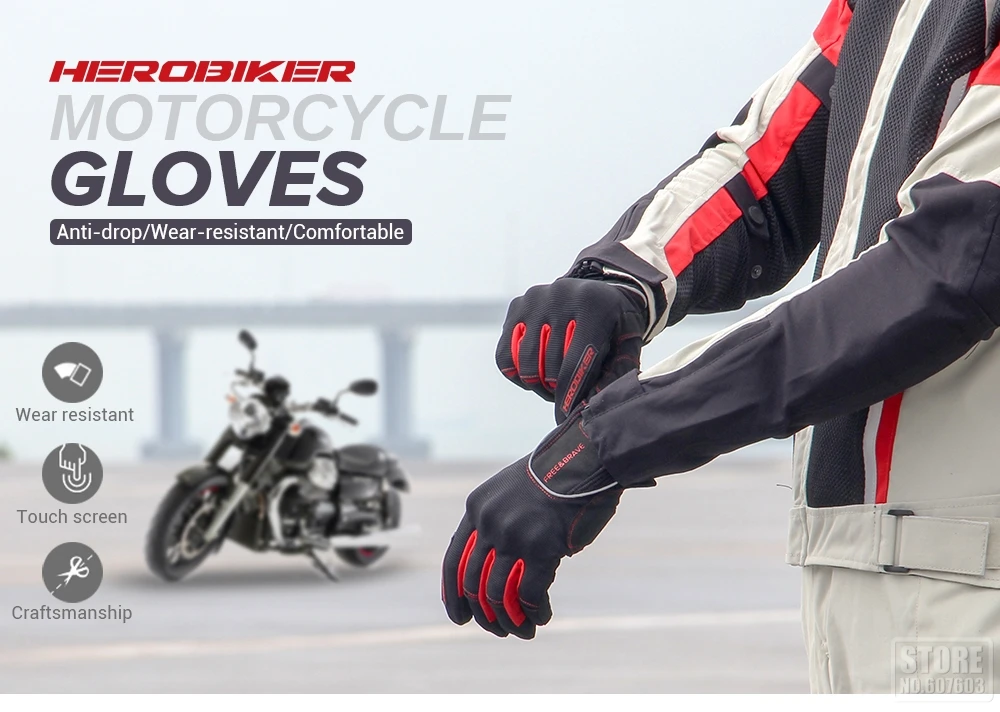 HEROBIKER мотоциклетные перчатки для езды по бездорожью Luva Motociclista Guantes Moto Biker перчатки для мотокросса с сенсорным экраном Мотоциклетные Перчатки