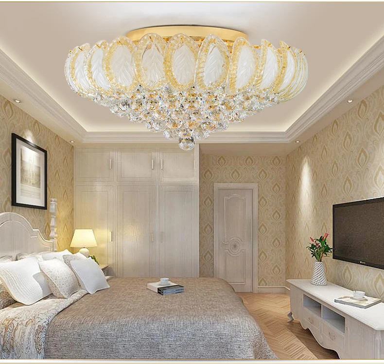 Хрустальные потолочные светильники светодиодные золотые современные для дома