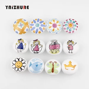 Лидер продаж, Симпатичные Детские Керамические одиночные круглые ручки в скандинавском стиле, ручка для шкафа для кухни и сада Современная дверная ручка, с винтом, 1 шт.