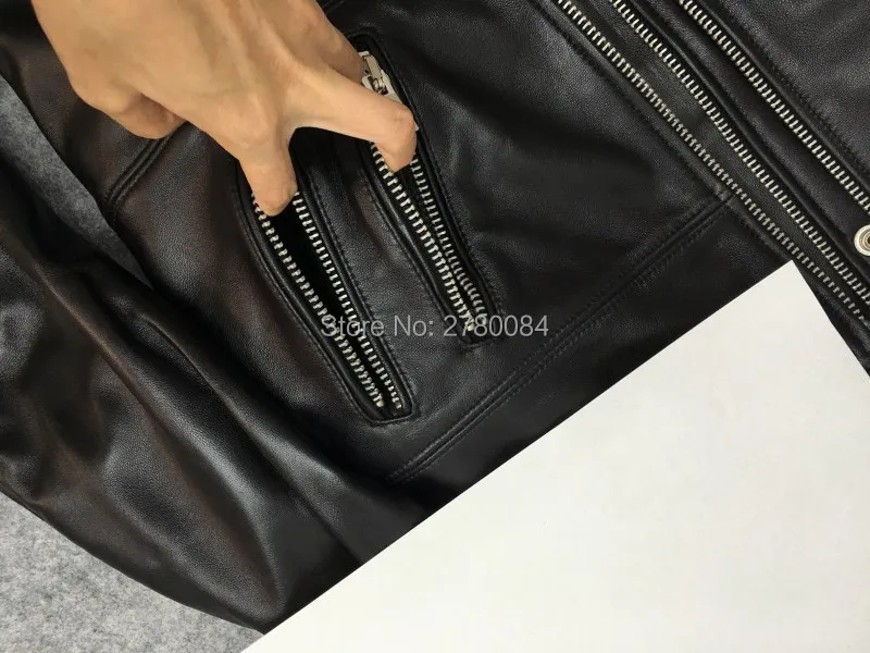 Мужская короткая куртка из натуральной кожи жакет овечьей с поясом