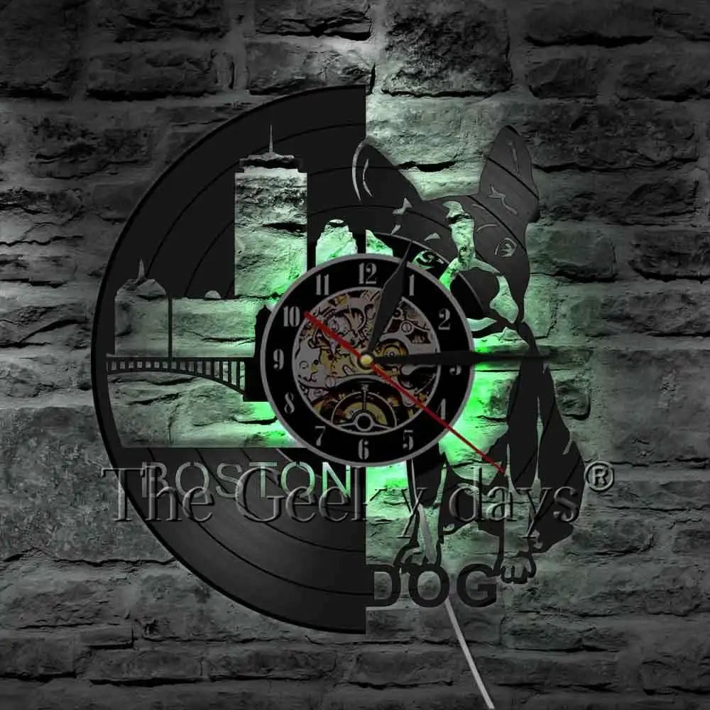 Настенные часы Boston Dog милые виниловые настенные с изображением щенка 3D