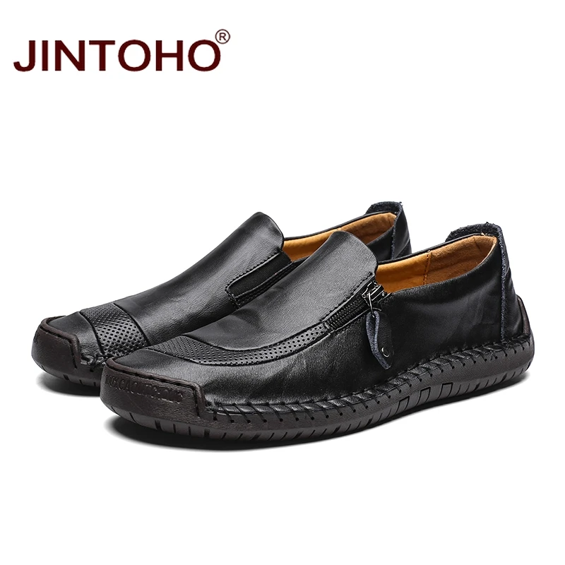 JINTOHO 2019 Genuine Leather Men Fashion Shoes Brand Casual For Slip On Loafers Big Size Moccasins | Обувь