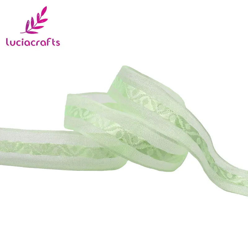 Lucia crafts 20 мм однотонные вышитые ленты из органзы DIY для обертывания волос Лук отделка Швейные материалы 5 ярдов/партия P0302