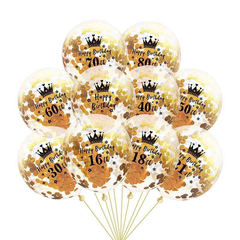 

Fashion 10PCS/Lot latex Ballons 12Inch Confetti Balloons Happy Birthday Crown Ballons Air Balloonst Party Decorations