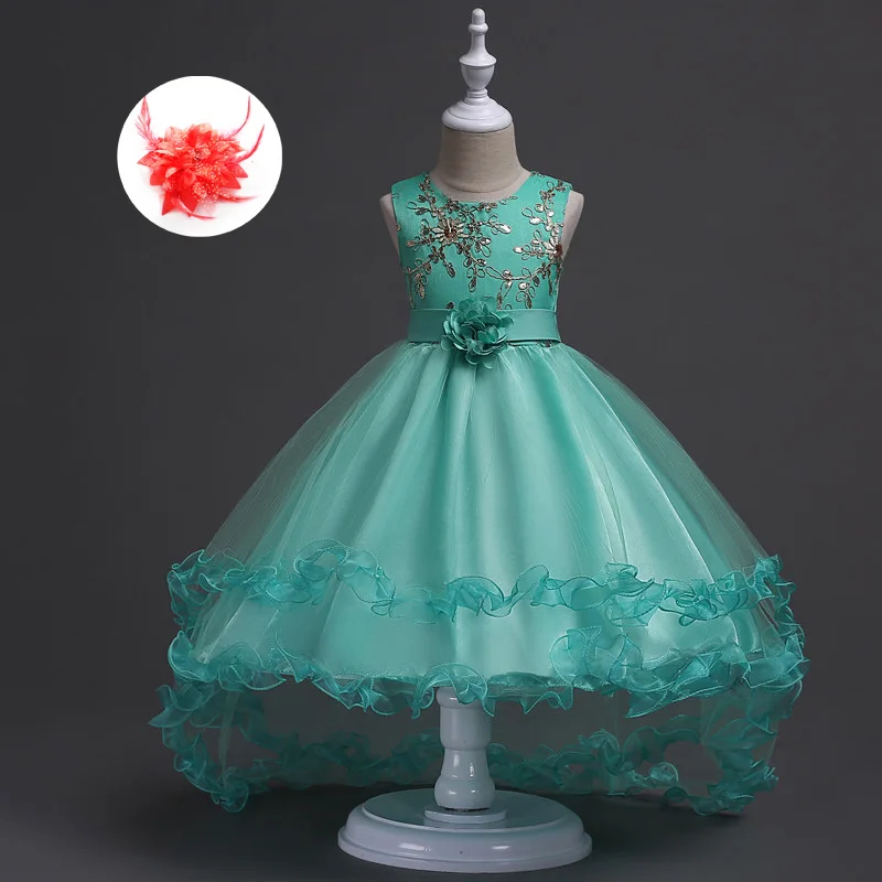 

European Children Clothes Mint Purple Blue Grey Tulle Asymmetrical Wedding Pageant Dresses Flower Pageant Gowns for Girls Glitz