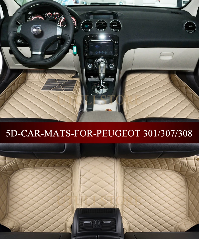 Кожаные автомобильные коврики для Peugeot 301 307 308 206 207 208 508 308sw 307sw 5D водонепроницаемые