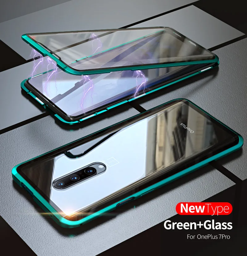 Роскошный магнитный металлический чехол для Oneplus 7 Pro, переднее стекло, двойное стекло, защита экрана OnePlus7pro Oneplus7 360, полное покрытие