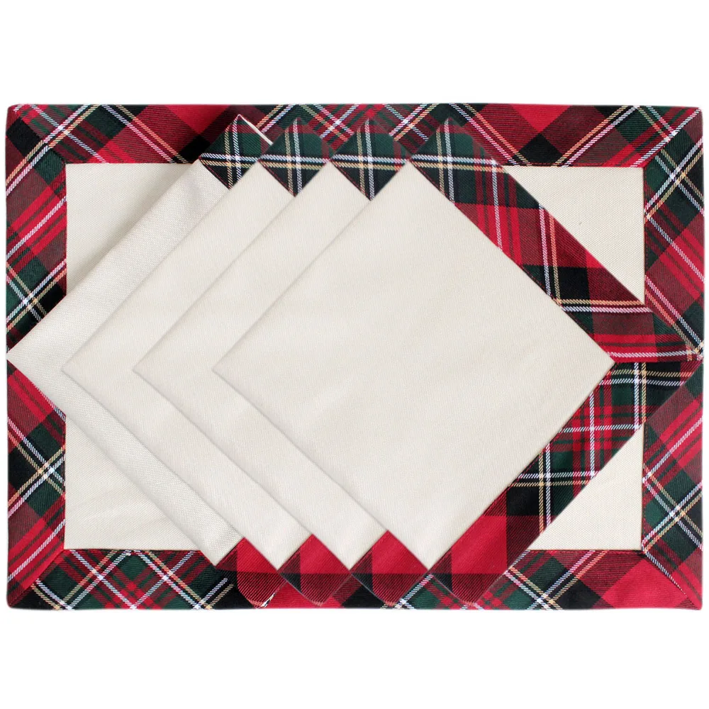 Набор из 4 скатертей и салфеток в клетку|napkin paper|napkin holder for weddingsnapkin personalized |