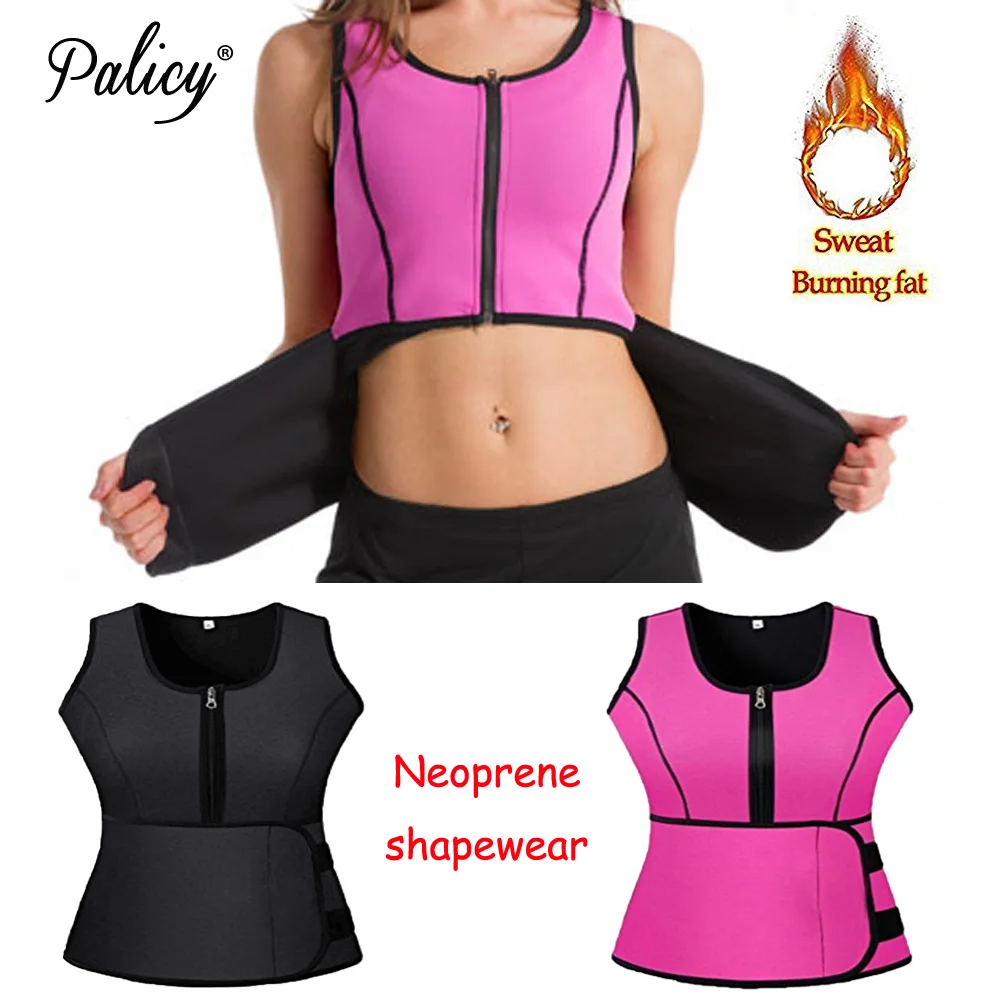 

Palicy S-3XL Women's Slimming Neoprene Vest Hot Sweat Shirt Body Shapers Weight Loss Waist Trainer Shapewear Control Tummy Top