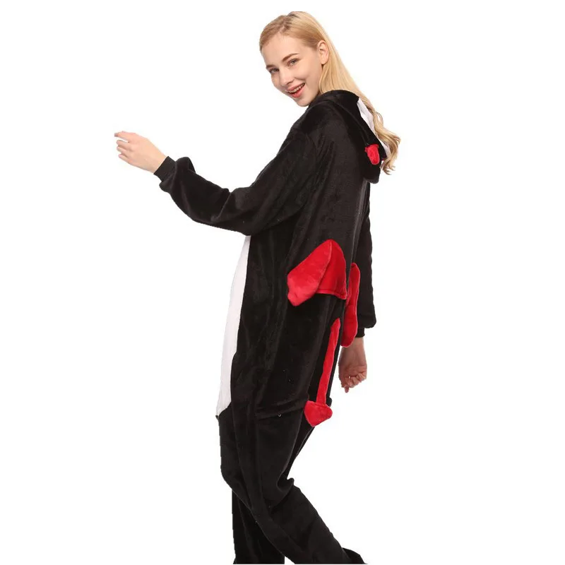 Kigurumi Demon черная Пижама Свободные Комбинезоны для взрослых в виде животных женщин