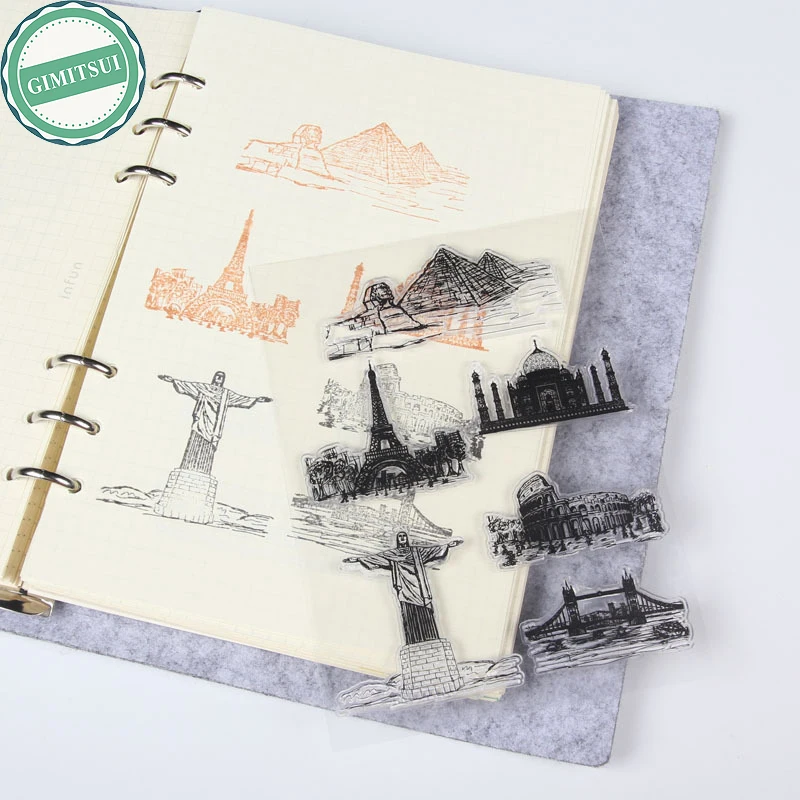 Ясно демонтирована штамп комплект чудес света пирамидам гизы Христа Искупителя