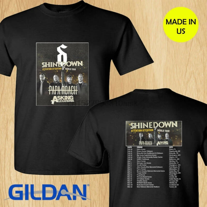Shinedown + Paparoach внимание Тур концерта 2019 черная футболка S 2XL|Мужские футболки| |