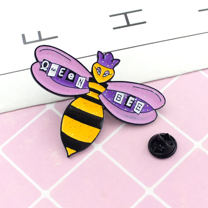 Эмалированная брошь Queen Bee значок на воротник рубашки с индустриальными пчелами и