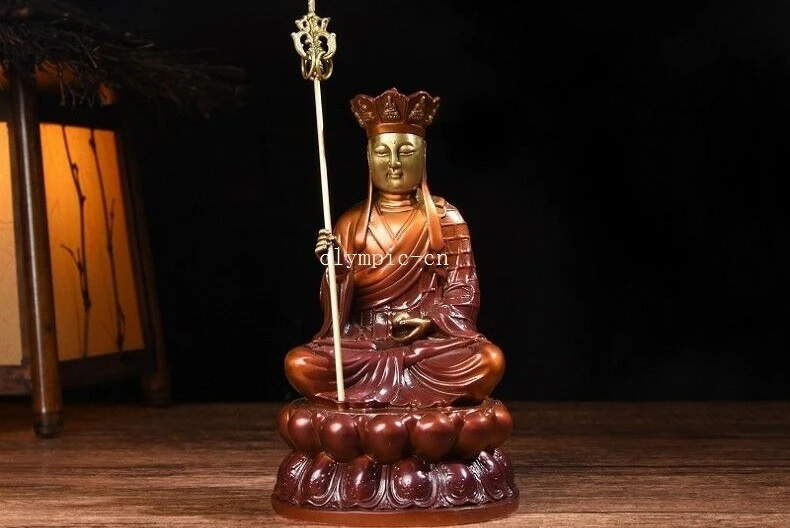 

8 дюймов Латунь Медь резной буддизм Буддизм Будда ksitigarbha статуя Бодхисаттвы
