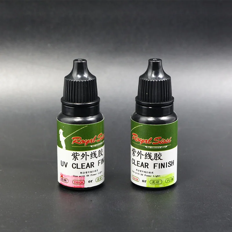 Royal Sissi 2bottles fly tying UV clear Finish glue thick&flow assorted instant cure high clear UV exposy glue fly tying varnish
