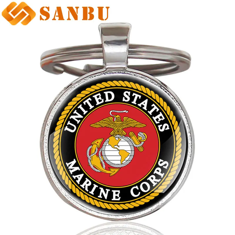 Мужская мода морской пехоты-USMC искусство стекло кабошон брелок | Украшения и