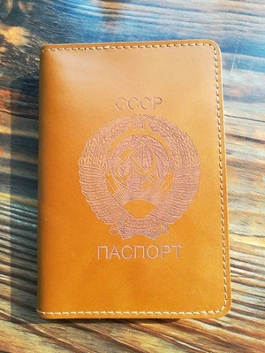 Yellow Новинка, аксессуары для путешествий, Обложка для паспорта Советского Союза, красные, черные держатели для карт, мужские сумки для путешествий, винтажный кожаный кошелек для паспорта CCCP - Цвет: Yellow