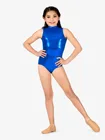 LZCMsoft девушки макет шеи металлического танка трико с открытой спиной сценический артист блестящие Топы Дети Балетные танцевальные купальники