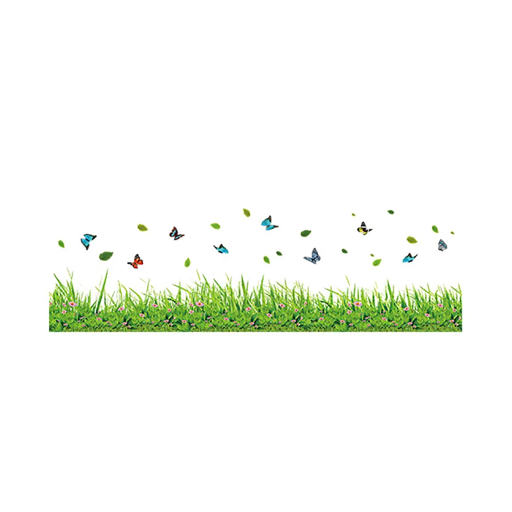 Креативная Горячая Зеленая трава Бабочка Цветы основание ПВХ Наклейка на стену