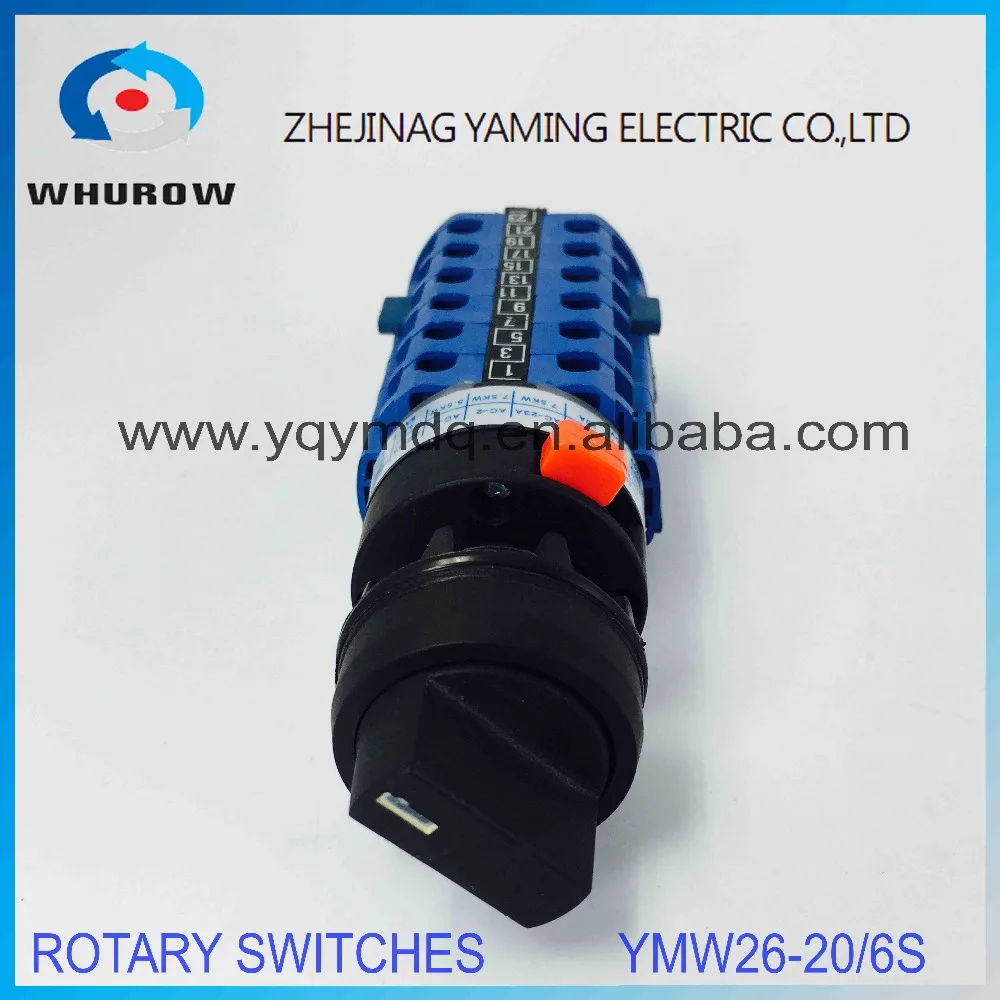 LW26 YMW26-20S/6 Rotary switch 3 postion single hole installation 690V 20A 6 pole universal changeover cam silver contact | Обустройство