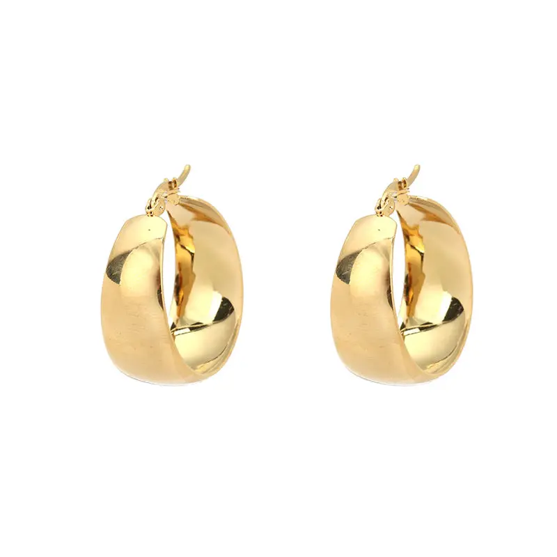 Fashion 304 Stainless Steel Hoop Earrings Gold Color Round Women Modern Jewelry Post/ Wire Size: (17 gauge) 1 Pair | Украшения и