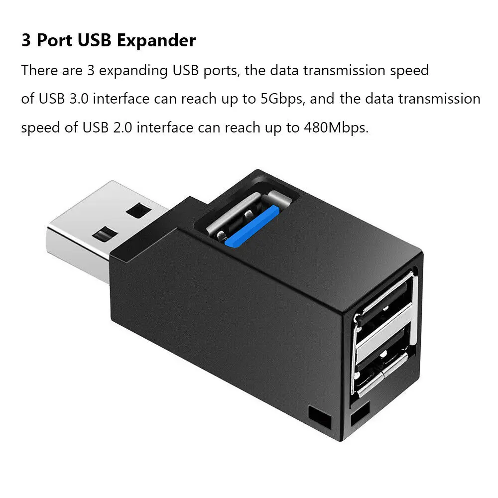 

3 Port USB Hub Mini USB 2.0 3.0 High Speed Hub Splitter Box For PC Laptop U Disk Card Reader For iPhone Xiaomi Mobile Phone Hub