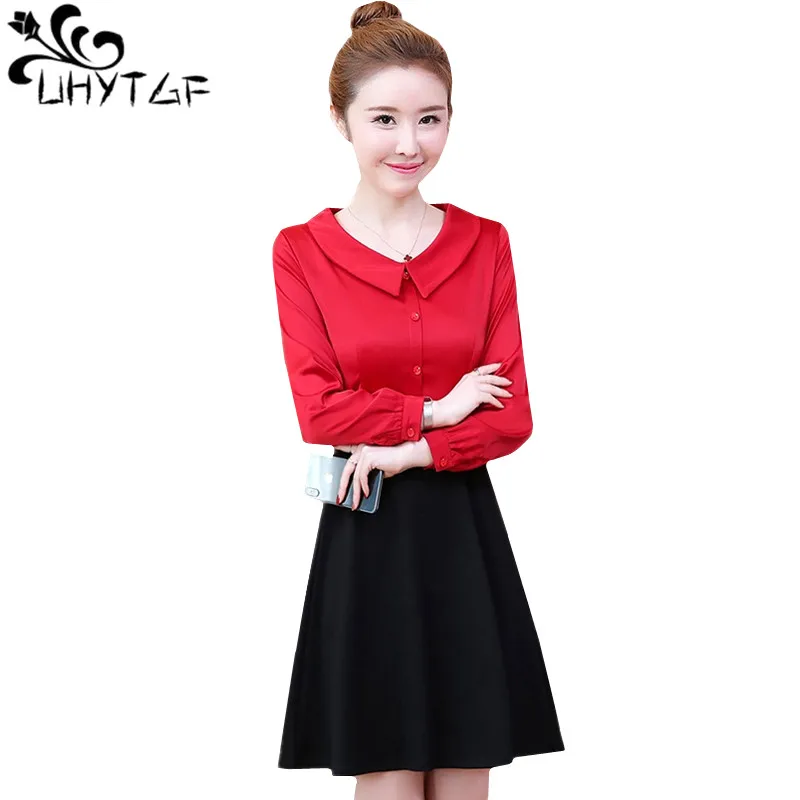 Элегантные женские платья UHYTGF модное весеннее платье с имитацией двух частей
