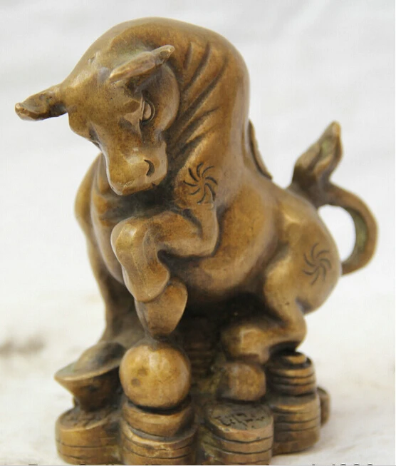 WBY913 + 5 "китайская медная народная статуя для денег богатства Yuan Bao Zodiac Year Bull Oxen Ball|statue eagle|statue of liberty jigsaw