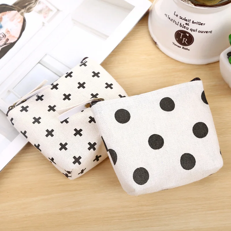 

Simple Canvas Coin Purses Nordic Style Dot Tree Star Sign Money Pouch Small Change Wallet Mini Key Holder Creative Child Gift