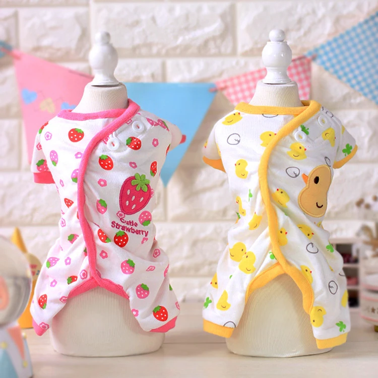 2018 хлопковая Детская Пижама для питомцев Одежда щенков комбинезон милая утка