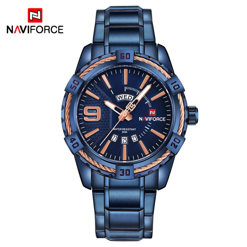 BEBE Naviforce Топ Модные Роскошные Брендовые мужские золотые часы мужские водонепроницаемые кварцевые часы из нержавеющей стали мужские часы Relogio Masculino - Цвет: BEBE