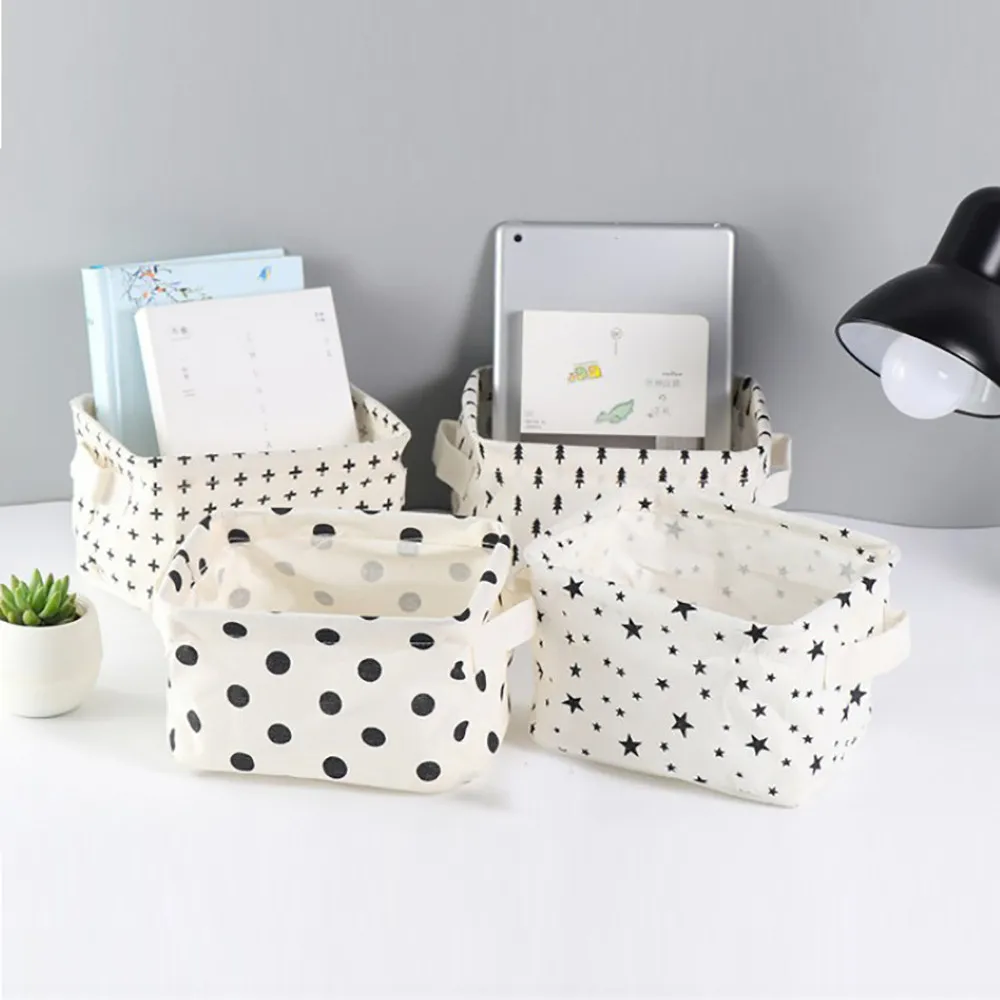 Корзина для хранения из хлопка и льна настольная корзина мусора коробка вещей с