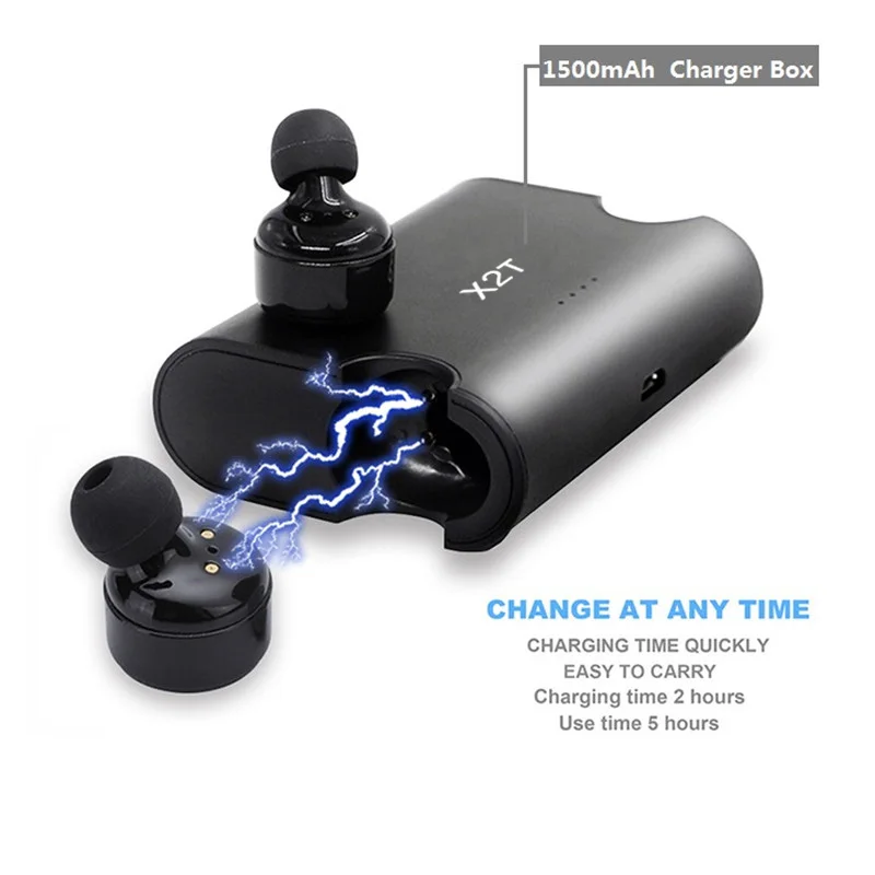 Популярные портативные настоящие беспроводные наушники TWS X2T мини Bluetooth 4 2 1500 мАч