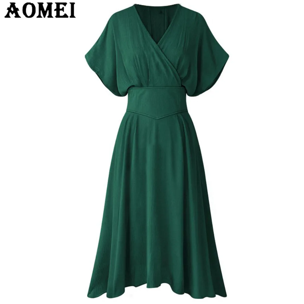 Женское сексуальное платье с коротким рукавом и v образным вырезом туника