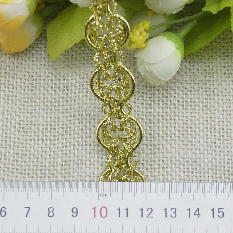 

Hot Sale 20Metres High Quality Trim Sewing Lace Gold Silver Centipede Braided Lace Ribbon DIY Clothes Accessories Curve Lace