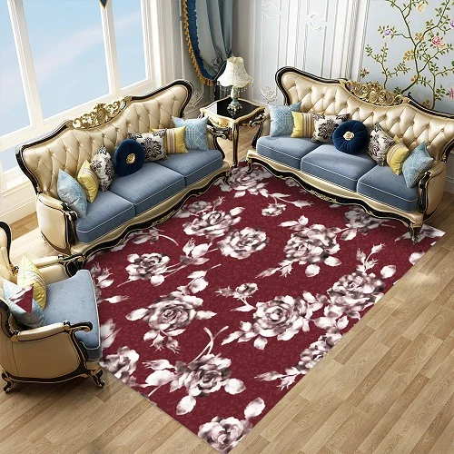 Floor Mats-Color Пурпурная роза печатается анти-скольжения коврики мульти Размеры Кухня ковры коврик на открытом воздухе Спальня гостиной ковер домашний декор - Цвет: Floor Mats-Color