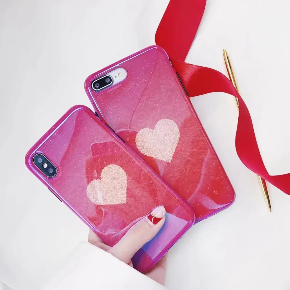 ORYKSZ For iphone x Case Love Heart Patterned Mirror Phone 6S 6 7 8 Plus Cover 3D Vintage Coque Capa Shell |