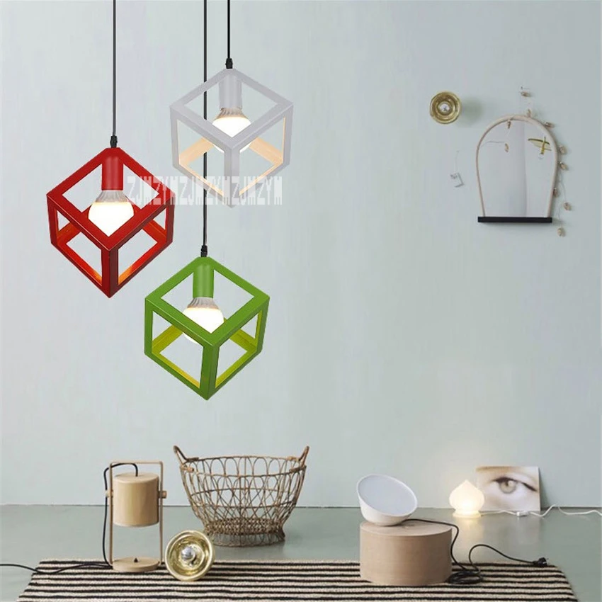 Shop Cafe Art Modern Lamp Simple Personality Creative Colored Geometry Vintage Ceiling Lamp Restaurant Bar