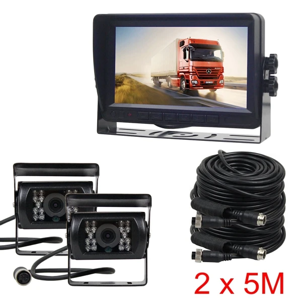 5M DIYKIT AHD 7 дюймов TFT ЖК-дисплей автомобильный монитор заднего вида монитор 2 x Водонепроницаемый ИК Ночное видение 960P AHD резервного копирования Камера 1V2 - Цвет: 5M