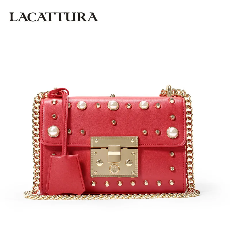 LACATTURA женская сумка на плечо роскошный клатч с заклепками для девочек летняя