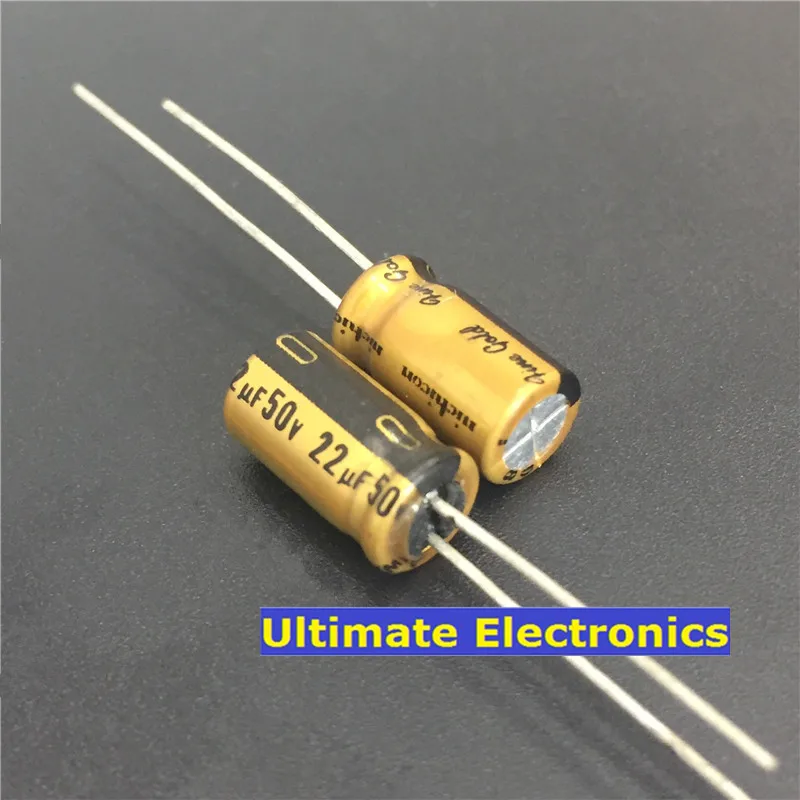 10 шт. 22 мкФ с алюминиевой крышкой, 50В NICHICON FG(золото) 6,3x11 мм 50V22uF Топ Класс аудио конденсатор с алюминиевой крышкой