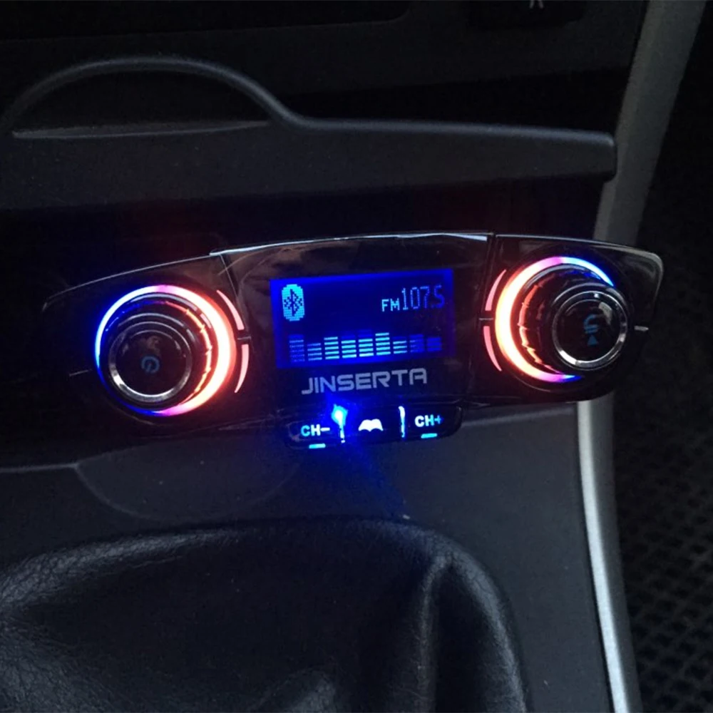 JINSERTA Bluetooth 5,0 автомобильный комплект громкой связи аудио MP3 плеер TF USB беспроводной fm-модулятор с Умной зарядкой двойной USB Автомобильное зарядное устройство